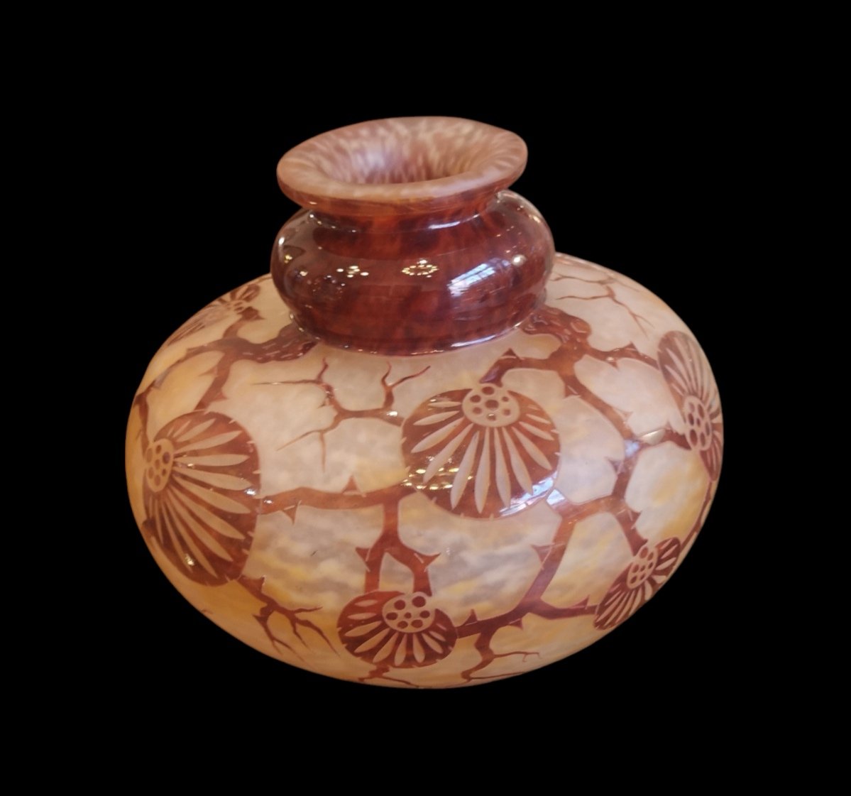 Le Verre Français, Schneider, "épinettes" Vase -photo-7