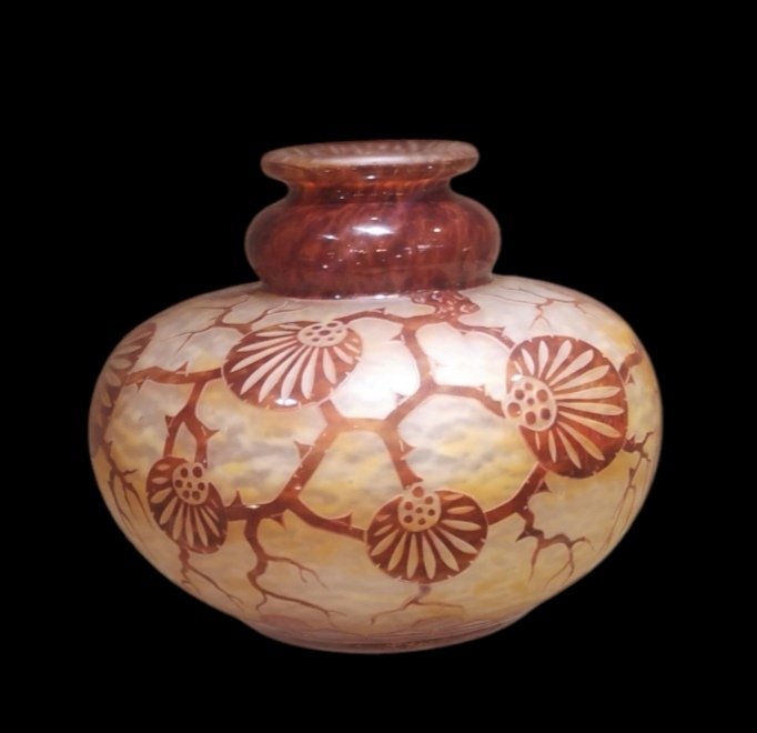 Le Verre Français, Schneider, "épinettes" Vase 