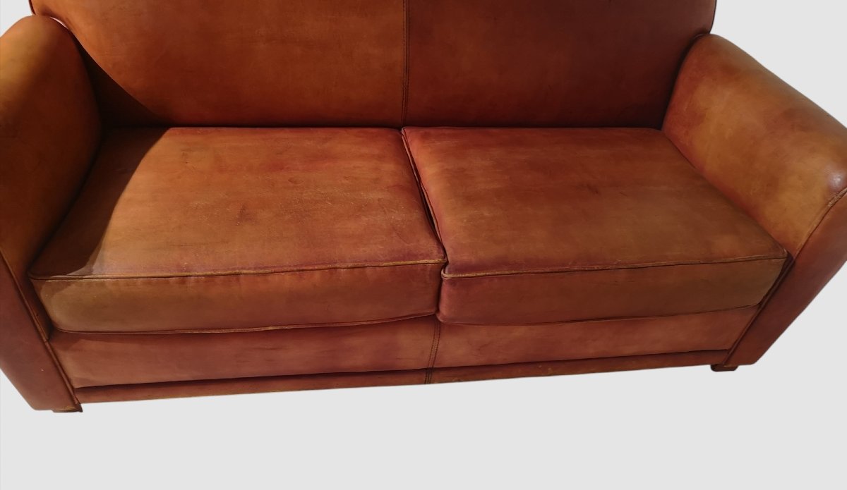 Leather Club Sofa, Circa 1940–50-photo-3