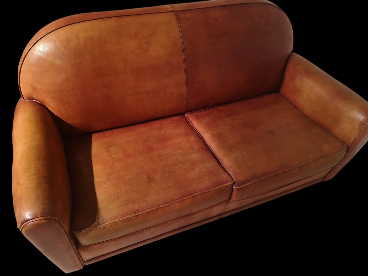 Leather Club Sofa, Circa 1940–50-photo-1