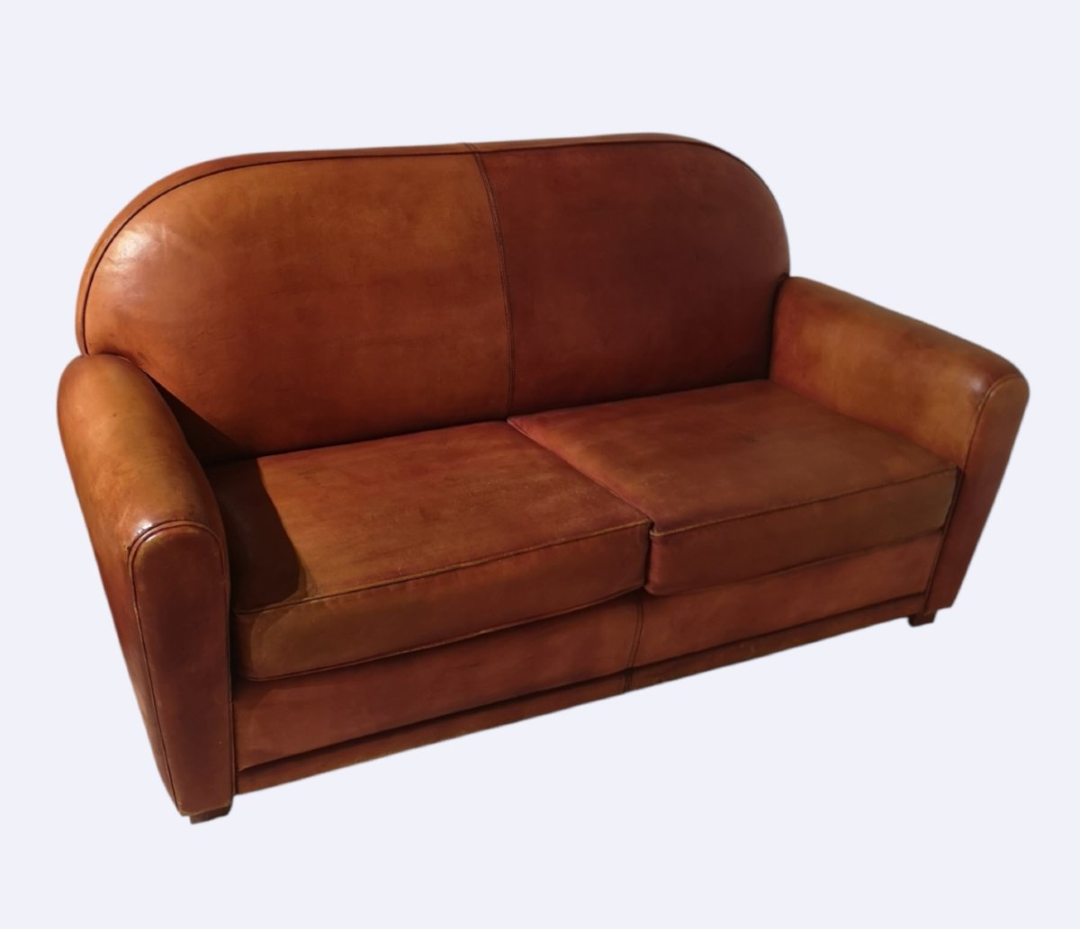 Leather Club Sofa, Circa 1940–50-photo-3