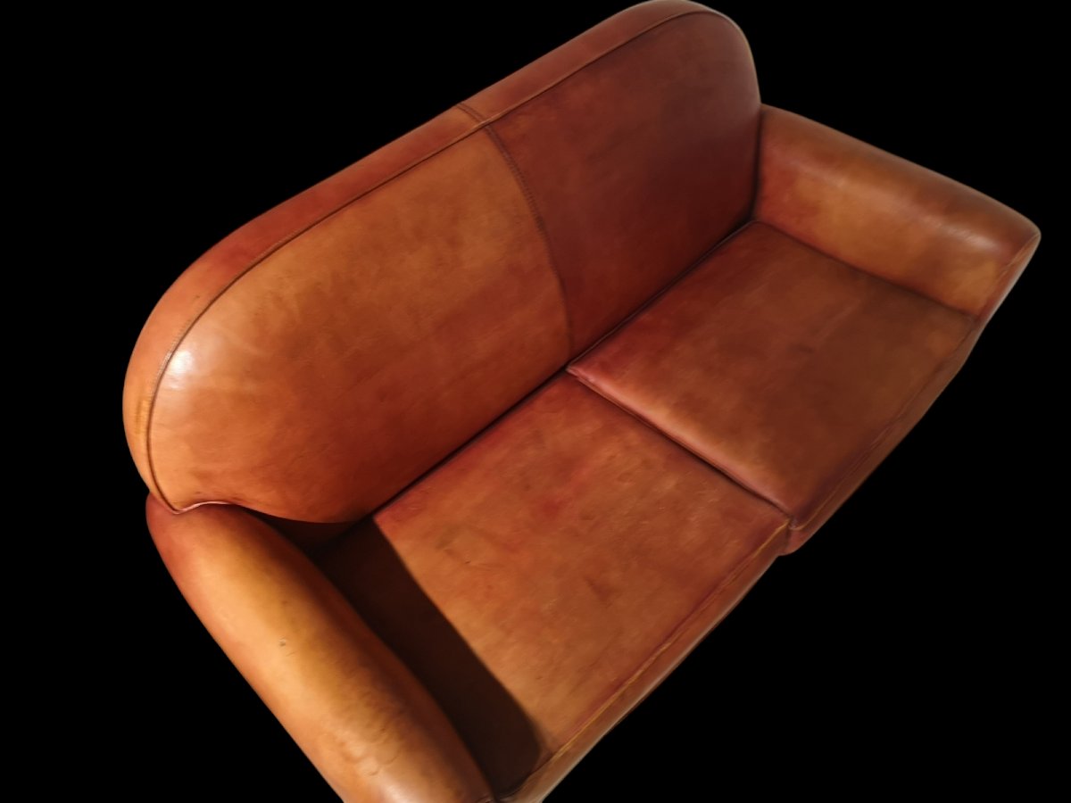 Leather Club Sofa, Circa 1940–50-photo-4