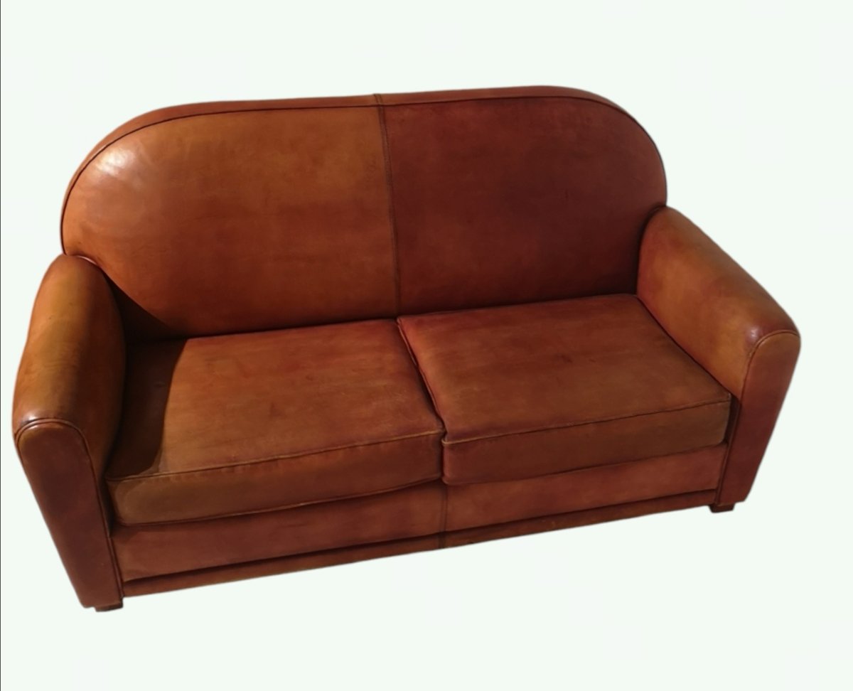 Leather Club Sofa, Circa 1940–50-photo-5