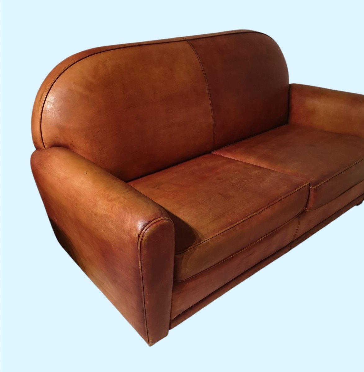 Leather Club Sofa, Circa 1940–50-photo-6