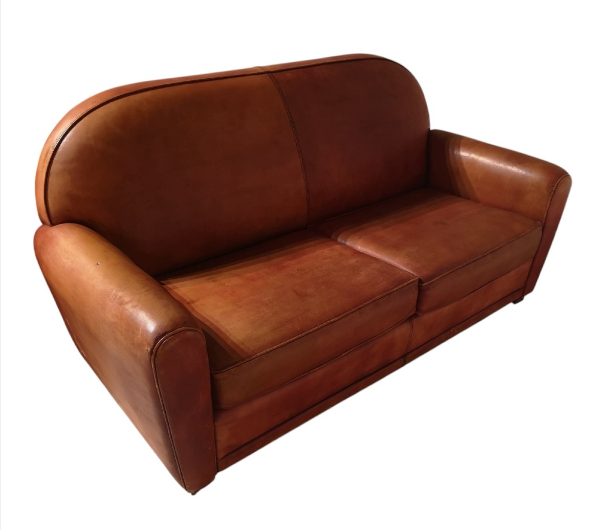 Leather Club Sofa, Circa 1940–50