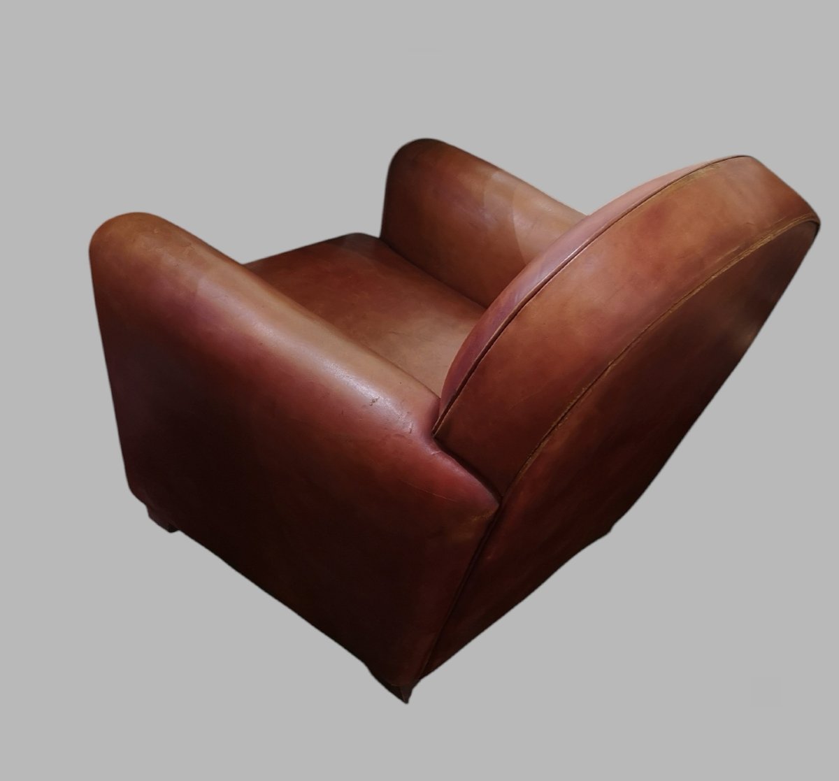 Paire de fauteuils Club en cuir circa 1940/50-photo-2