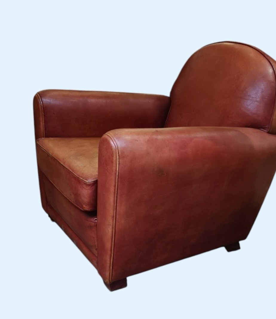 Paire de fauteuils Club en cuir circa 1940/50-photo-1