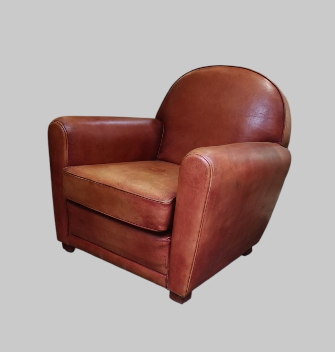 Paire de fauteuils Club en cuir circa 1940/50-photo-3