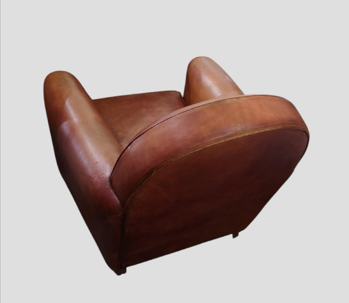Paire de fauteuils Club en cuir circa 1940/50-photo-6