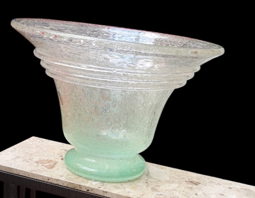 Schneider, Le Verre Français, Large Bubble-patterned Vase With A Spiral-photo-4