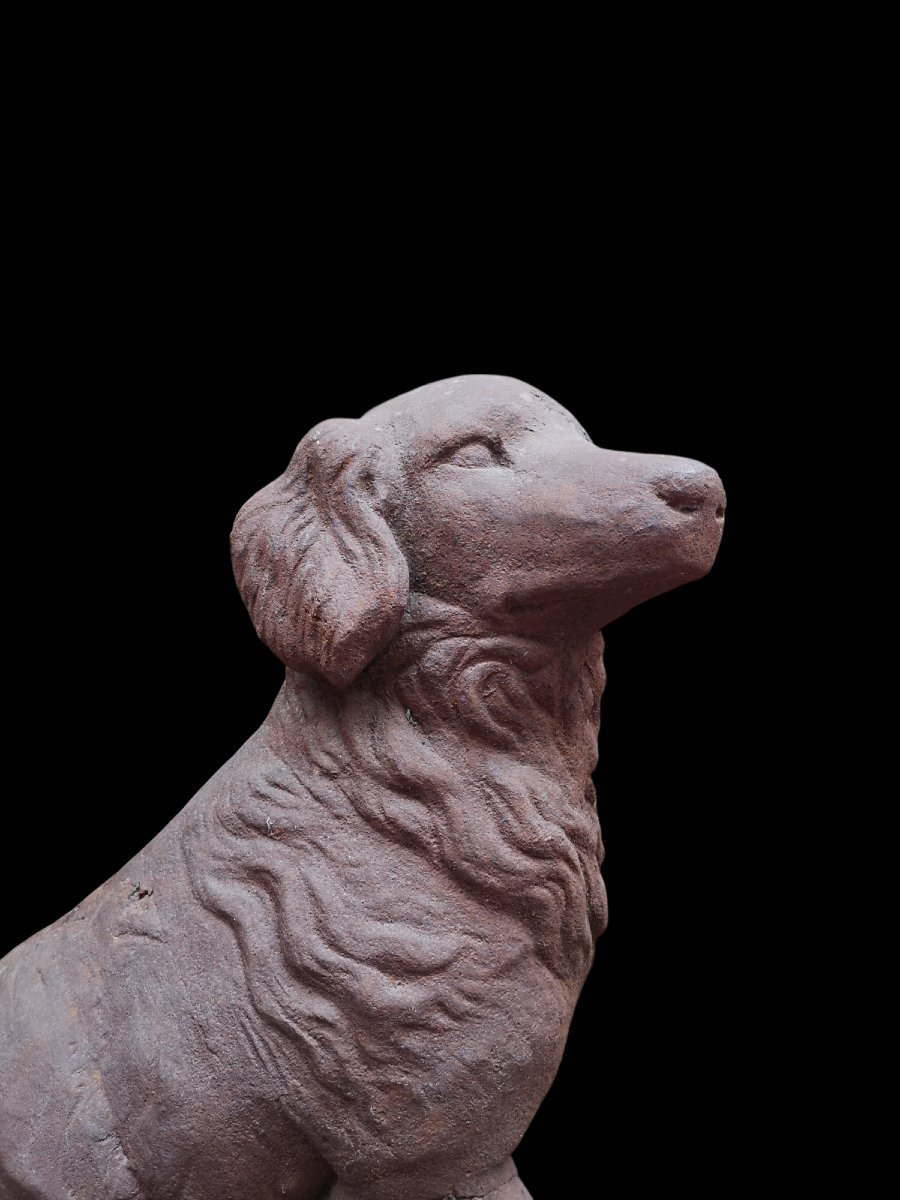 Paire de chiens de chasse en fonte de fer, circa 1900-photo-2