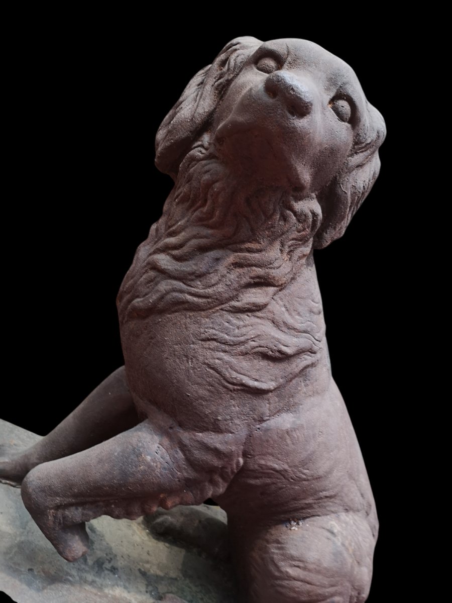 Paire de chiens de chasse en fonte de fer, circa 1900-photo-6