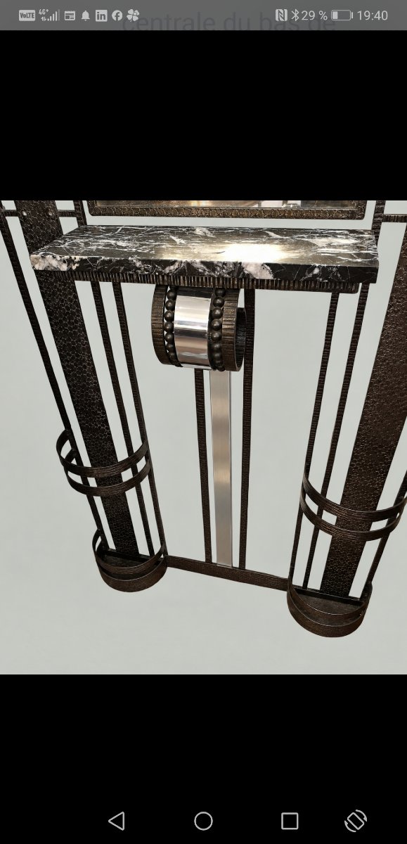 Art Deco Coat Rack Made Of Hammered Wrought Iron-photo-2