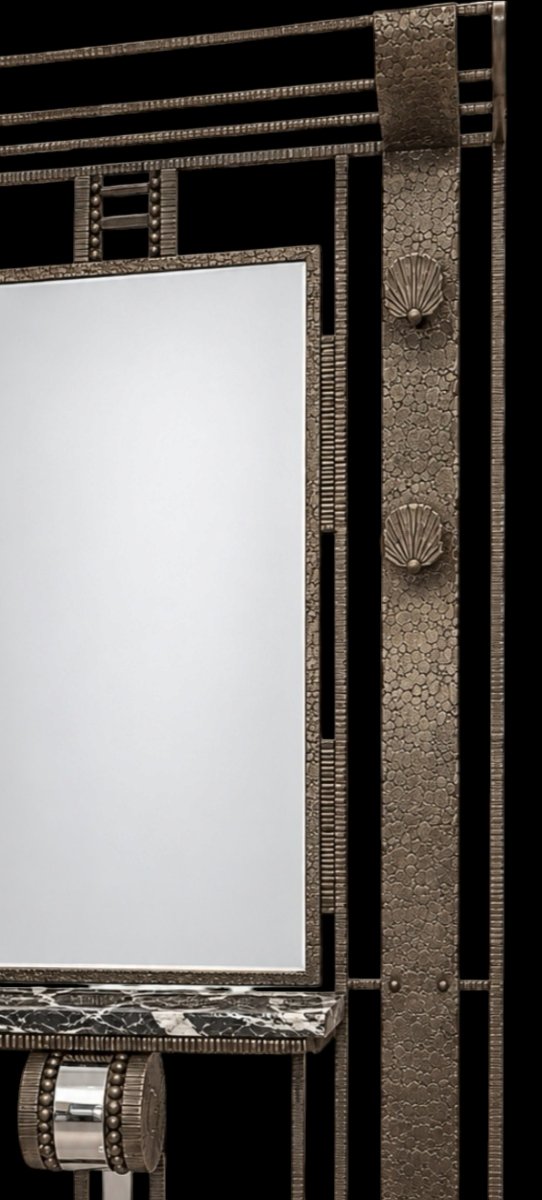 Art Deco Coat Rack Made Of Hammered Wrought Iron-photo-5