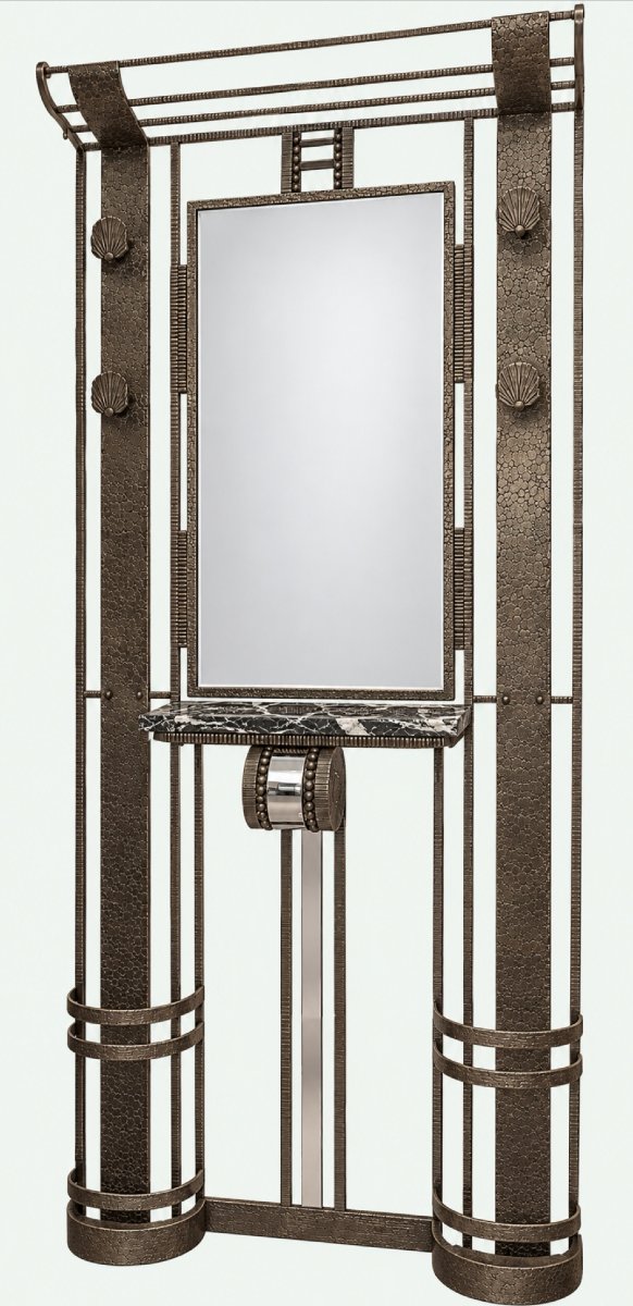 Art Deco Coat Rack Made Of Hammered Wrought Iron