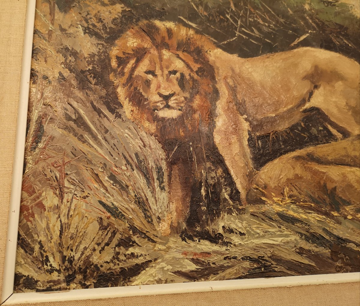 Oil On Canvas - Lion And Lioness-photo-1
