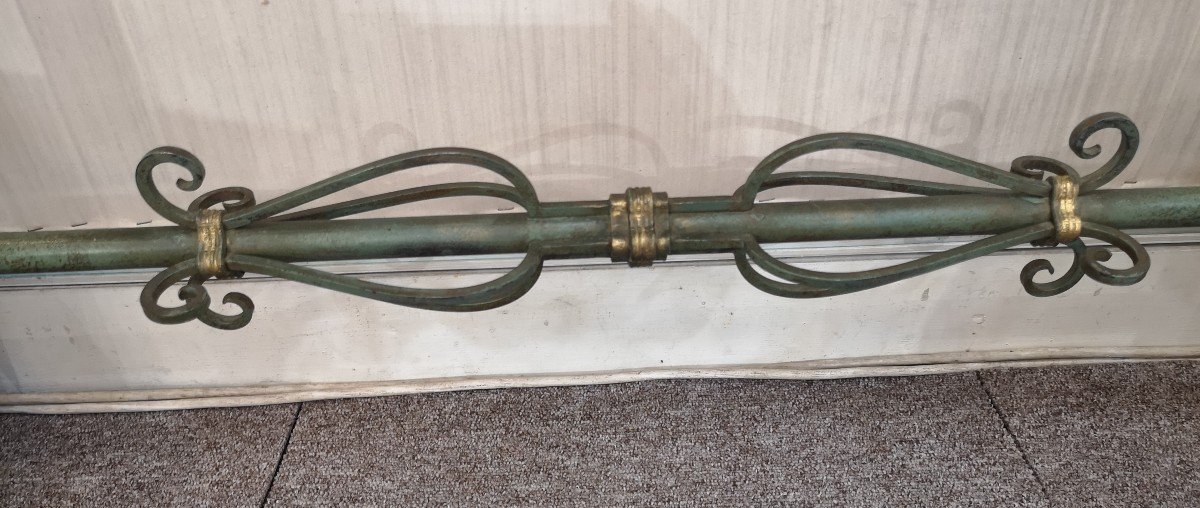 1940 Wrought Iron Console With Green Patina-photo-6