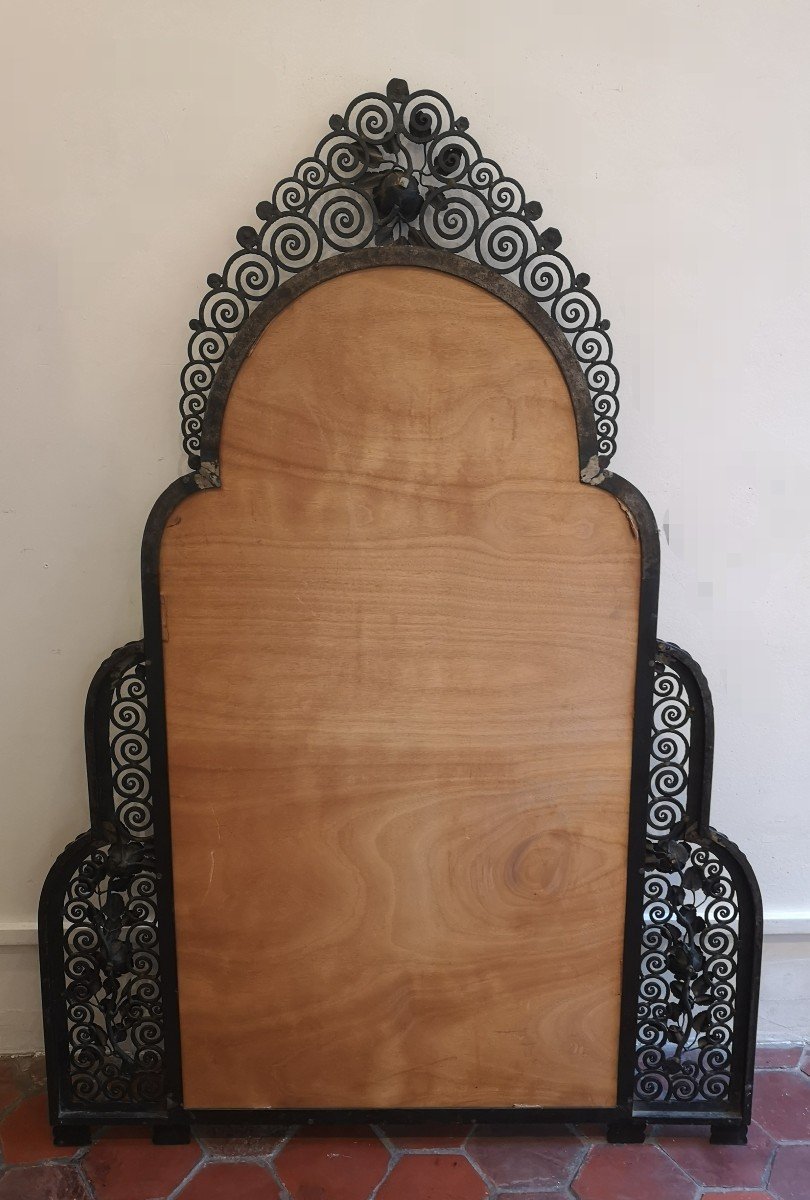 1930 Art Deco Mirror In Wrought Iron H: 156 Cm-photo-7