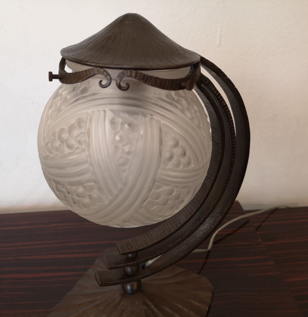 Art Deco Wrought Iron Lamp, Hettier Vincent-photo-7