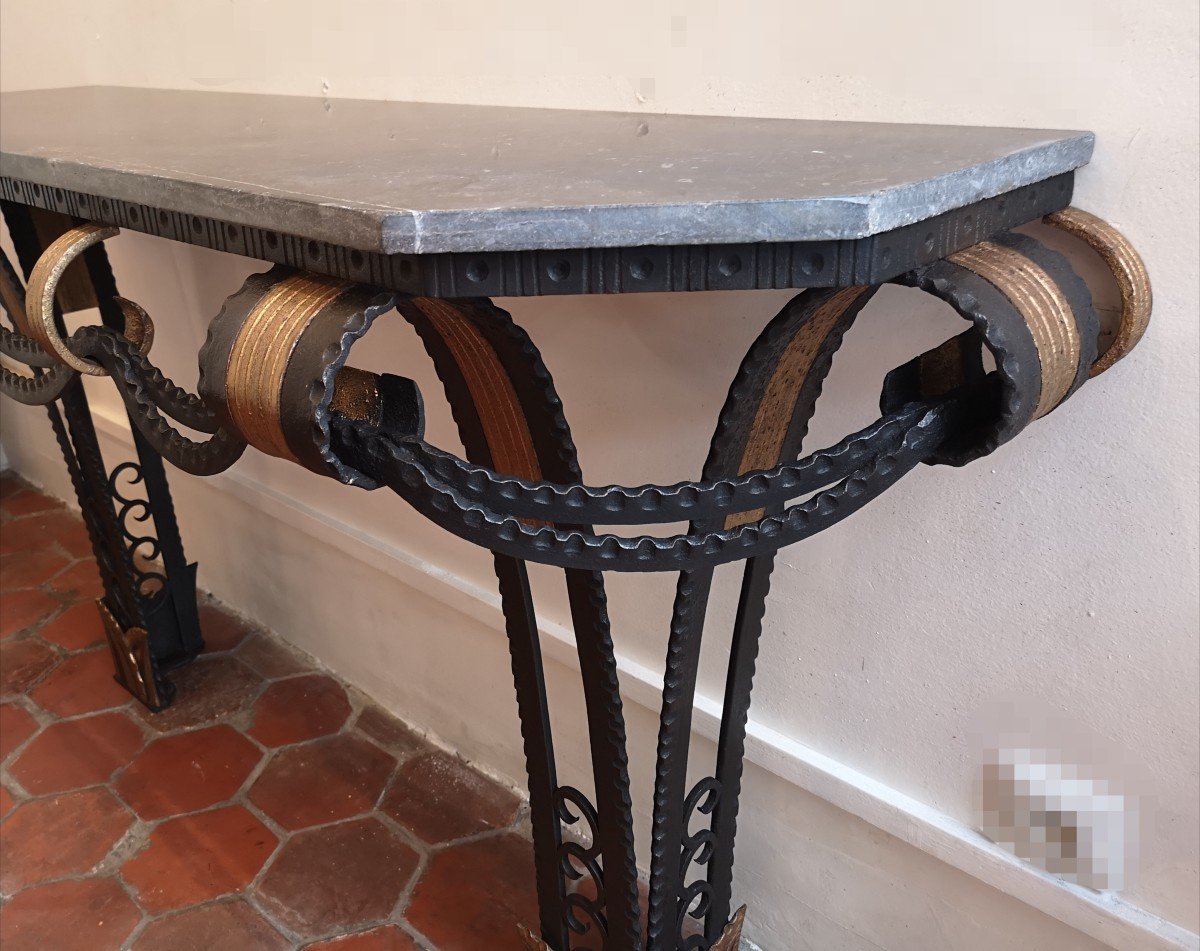 Art Deco Wrought Iron Console, Circa 1930-photo-1