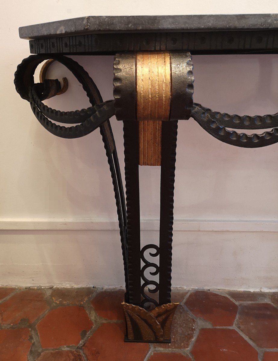Art Deco Wrought Iron Console, Circa 1930-photo-6