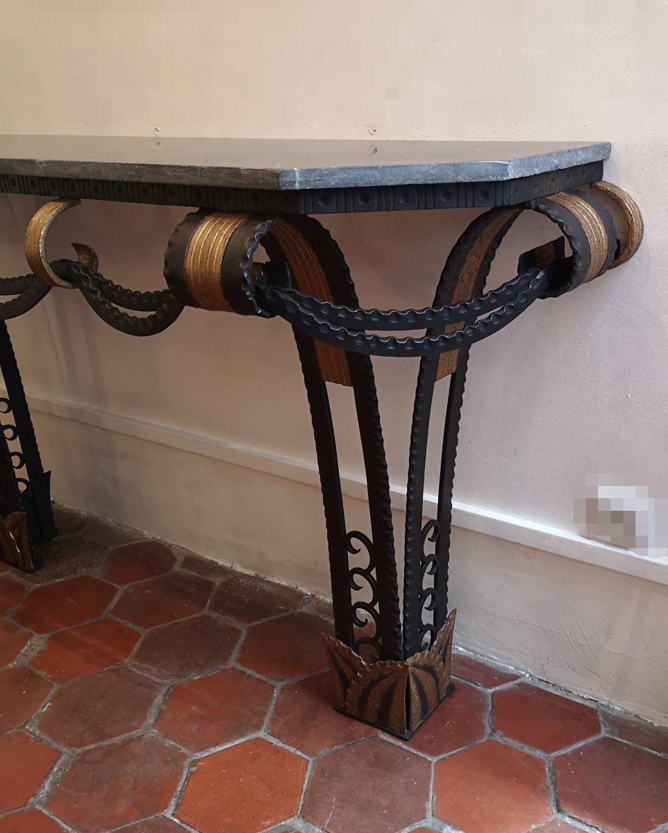Art Deco Wrought Iron Console, Circa 1930-photo-7