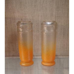 Pair Of Schneider Vases, Rare Decor