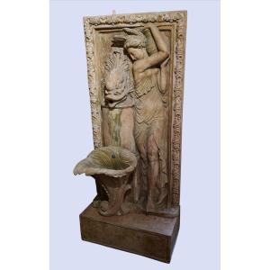Important Terracotta Garden Fountain Signed Ezio Ceccarelli, Circa 1920