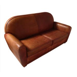 Leather Club Sofa, Circa 1940–50