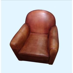 Pair Of Leather Club Chairs, Circa 1940–50