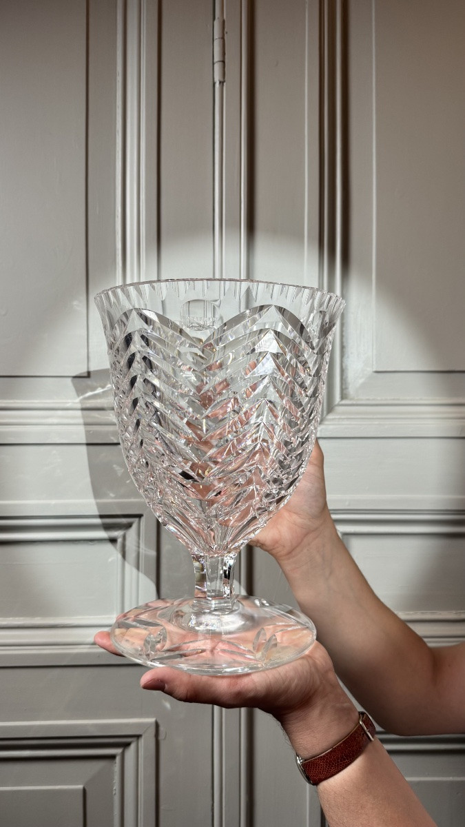 Vase en cristal taillé sur pied – XXe siècle-photo-2