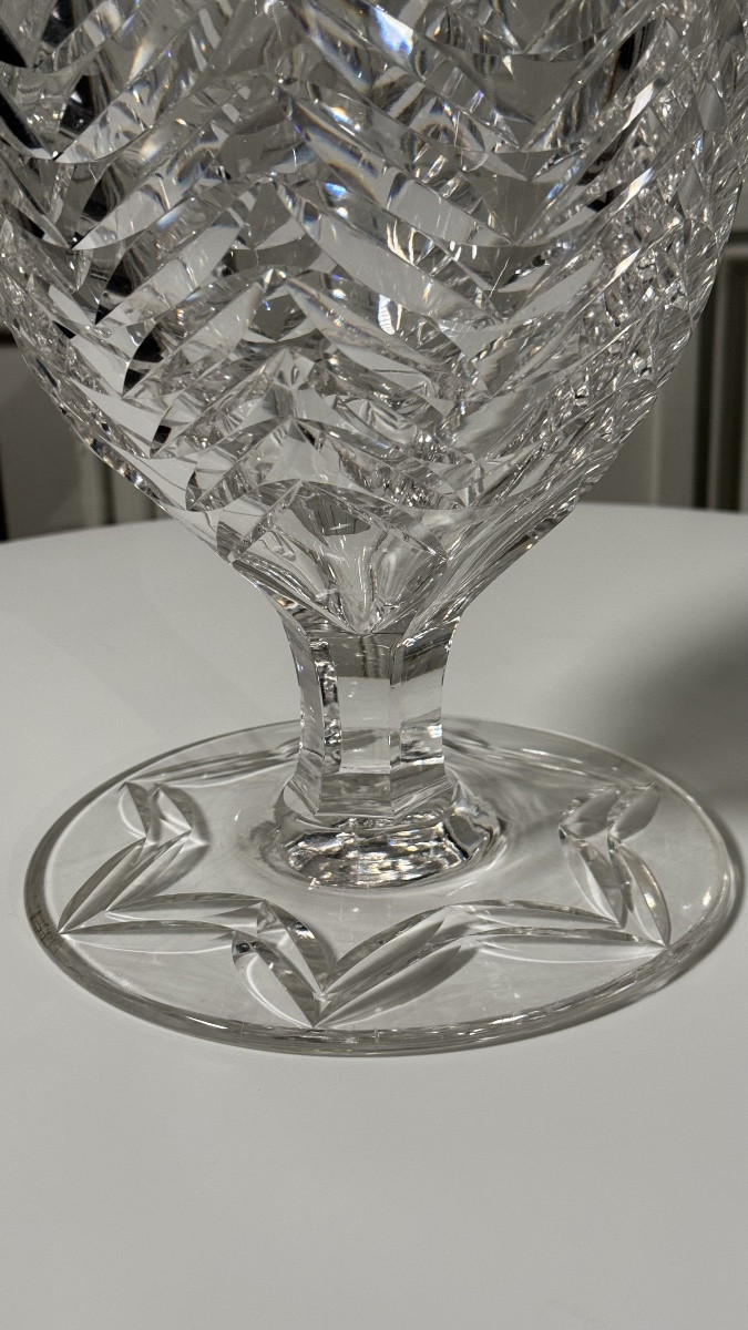 Vase en cristal taillé sur pied – XXe siècle-photo-2