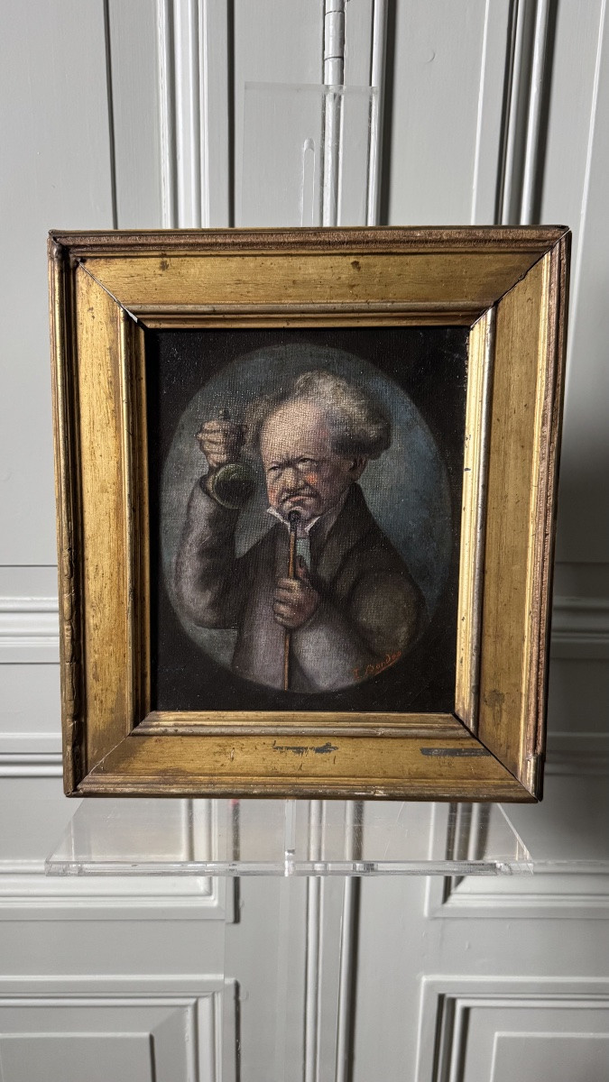 Caricature de docteur - Huile sur toile - XIXe -photo-1
