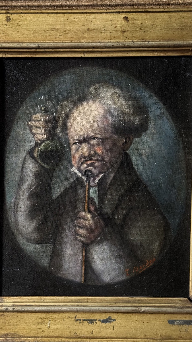 Caricature de docteur - Huile sur toile - XIXe -photo-2