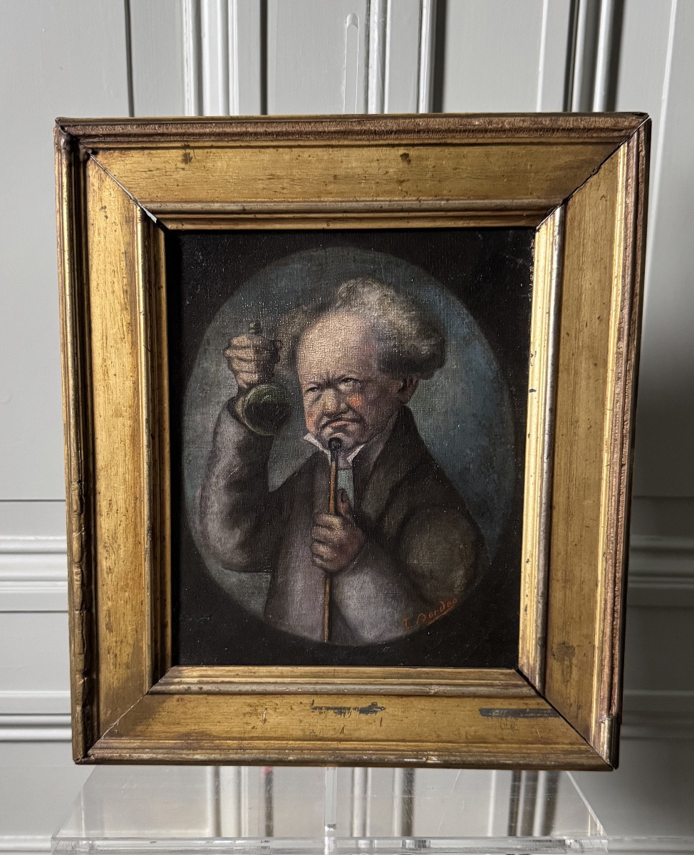 Caricature de docteur - Huile sur toile - XIXe 