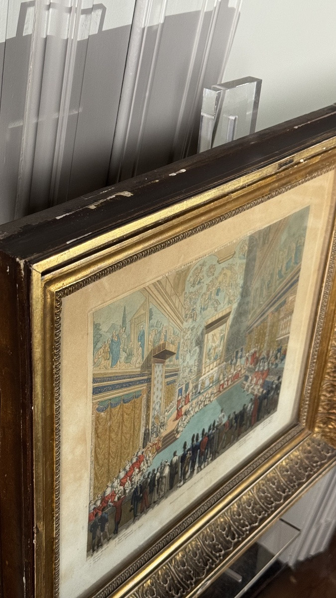 Hand-coloured Engraving – Papal Ceremony In The Sistine Chapel – Rome, Circa 1820-1850-photo-2