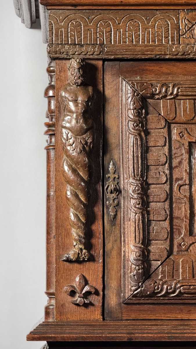 Renaissance Carved Wood Credenza – 17th Century Elements, 19th Century Assembly-photo-2