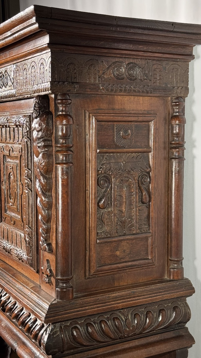 Renaissance Carved Wood Credenza – 17th Century Elements, 19th Century Assembly-photo-5
