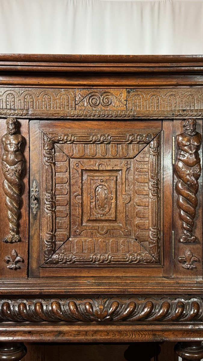 Renaissance Carved Wood Credenza – 17th Century Elements, 19th Century Assembly-photo-8