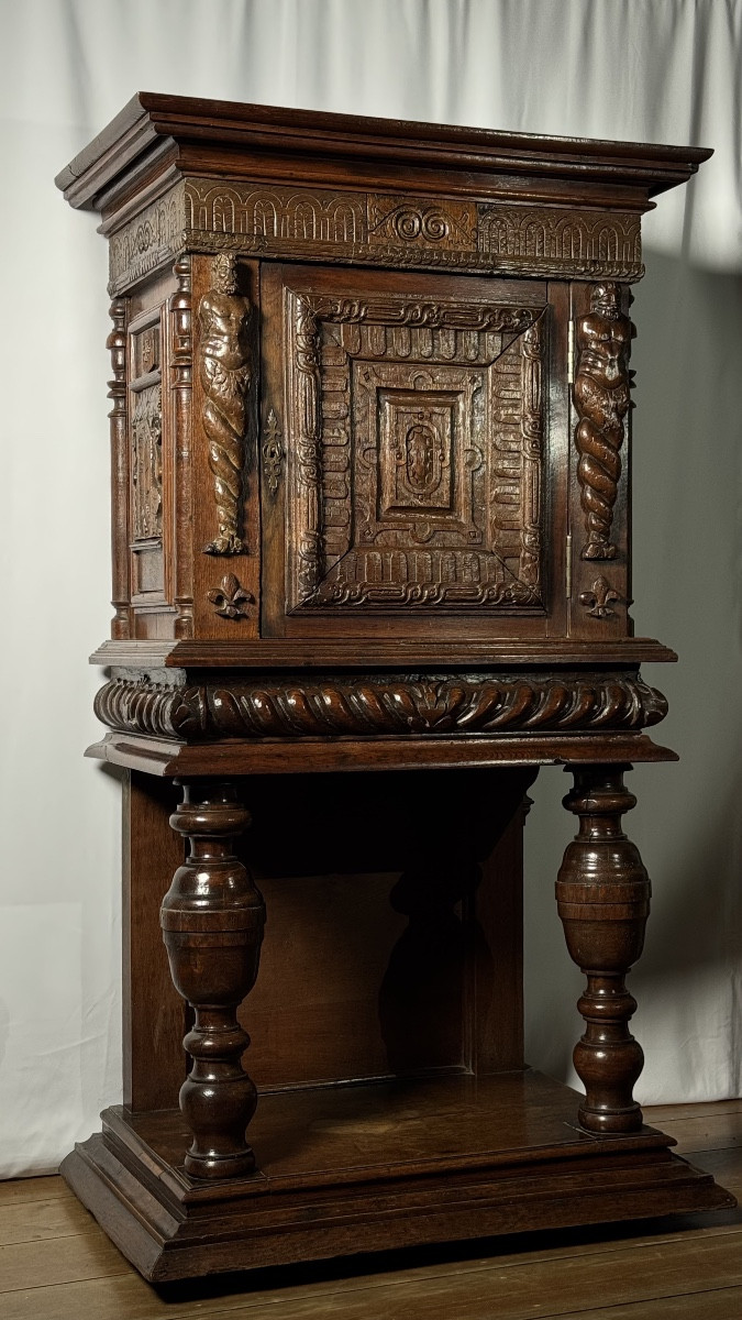 Renaissance Carved Wood Credenza – 17th Century Elements, 19th Century Assembly