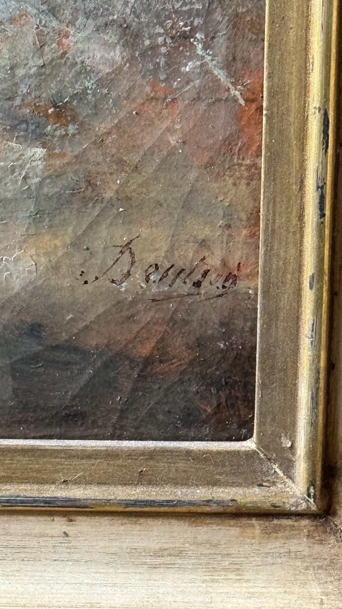 Huile sur toile - danseurs sous l'orage - école du XIXe-photo-4