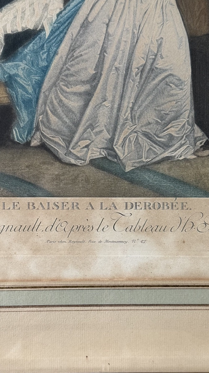 Gravure d'après Fragonard - "le baiser à la dérobée" -  XVIIIe siècle-photo-3