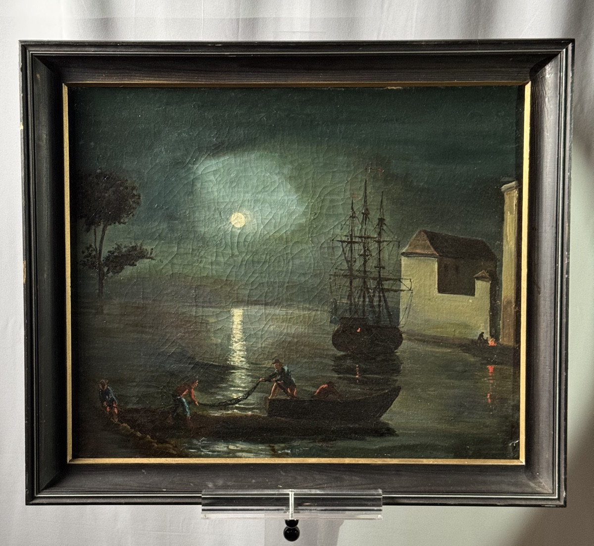 Marine au clair de lune - Huile sur toile - XIXeme siècle