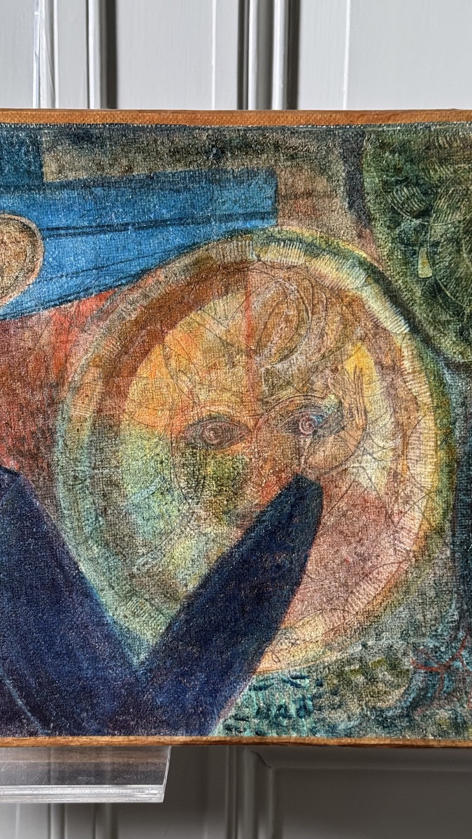 René Brô - The Man With The Hat - Oil On Canvas Circa 1950-photo-2