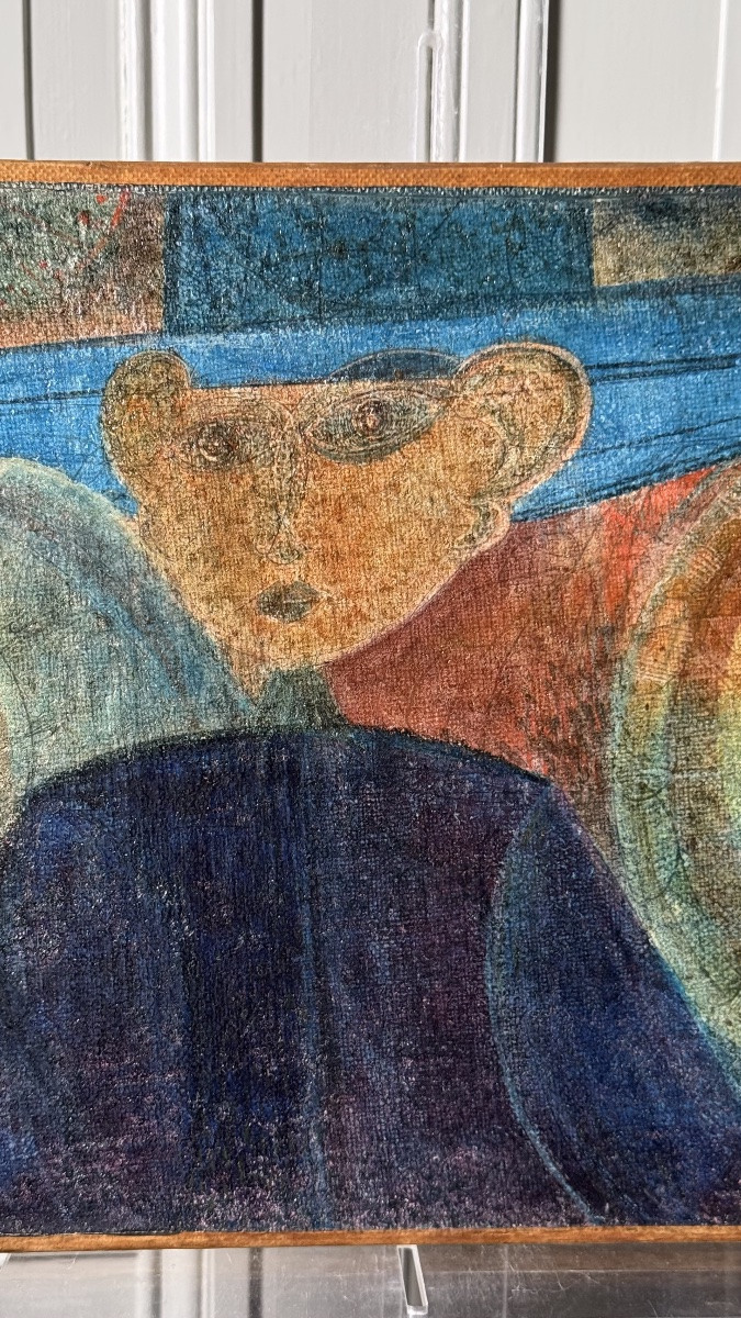 René Brô - The Man With The Hat - Oil On Canvas Circa 1950-photo-3