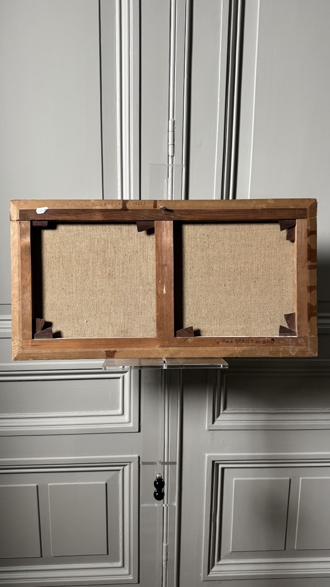 René Brô - The Man With The Hat - Oil On Canvas Circa 1950-photo-3