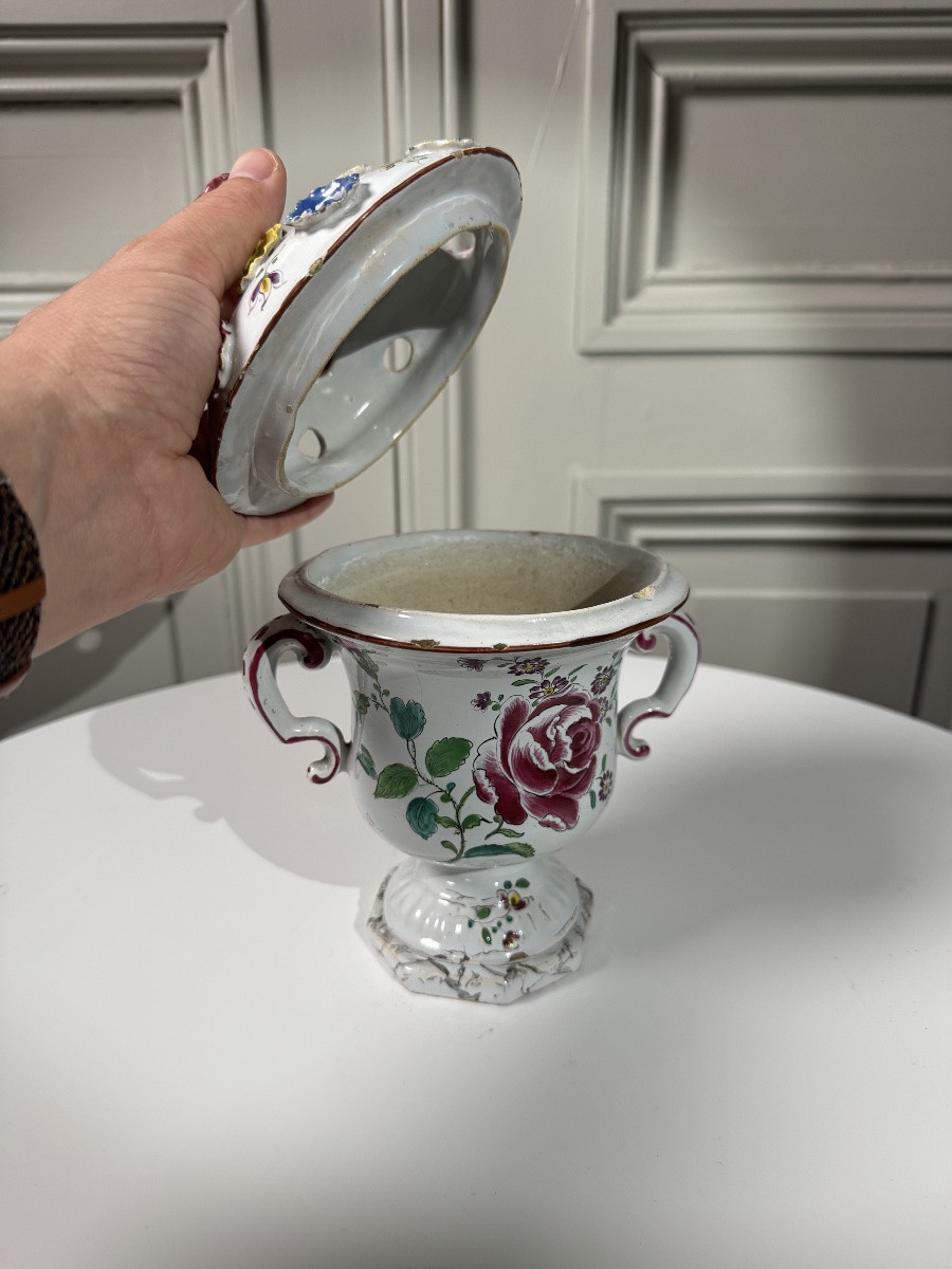 18th Century Eastern French Faience Flower Holder, Probably Niderviller-photo-3