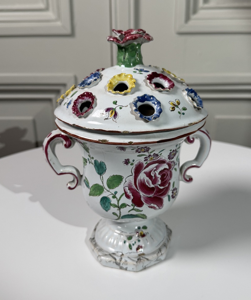 18th Century Eastern French Faience Flower Holder, Probably Niderviller
