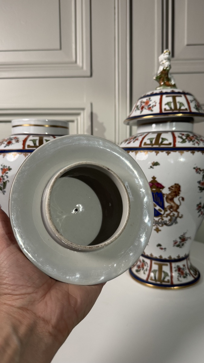 Pair Of Samson Porcelain Lidded Vases – Chinese Export Style-photo-4