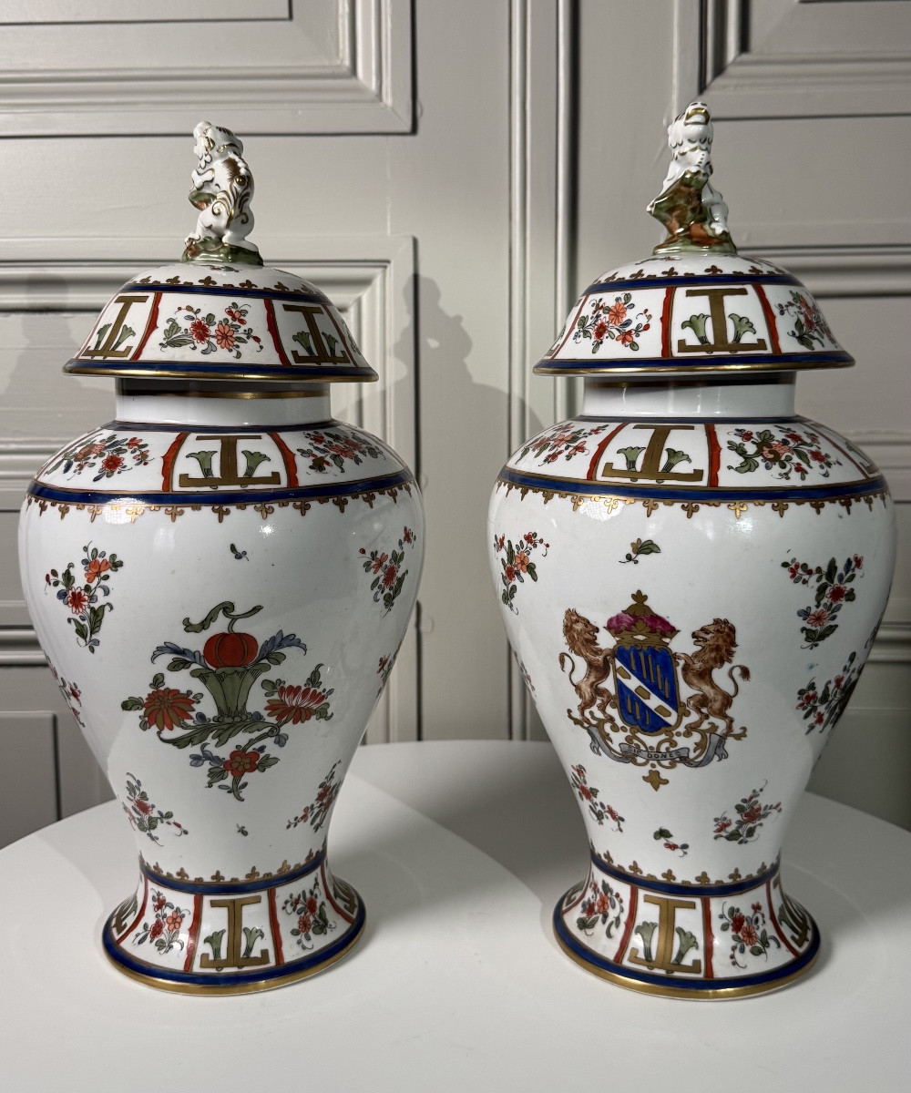 Pair Of Samson Porcelain Lidded Vases – Chinese Export Style